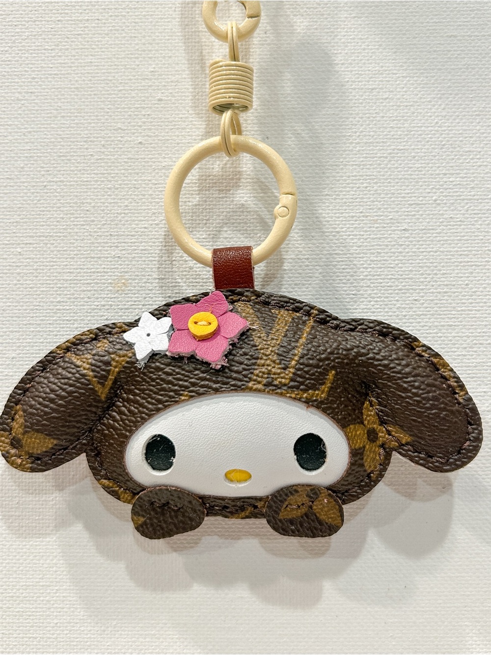 My Melody Upcycled LV Bag Charm Keychain Monogram Logo New Handmade